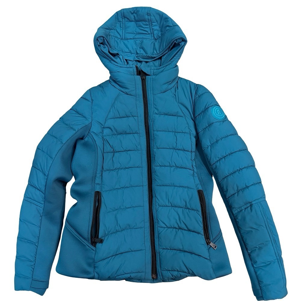 Bernardo Puffer Jacket Teal Blue Hooded Performance Womens XS